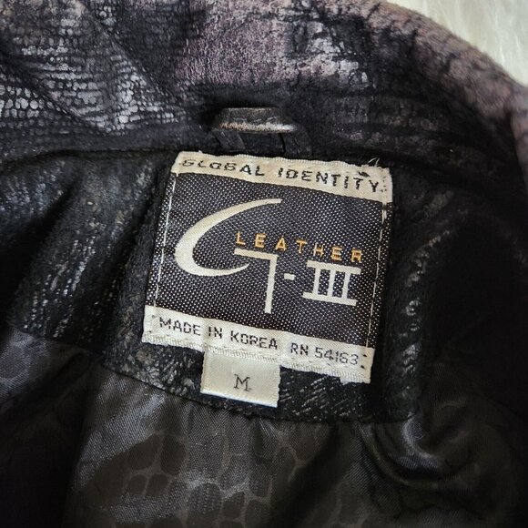 VTG 90s Global Identity G-III‎ Womens Genuine Leather Jacket M  Black Oversized - Picture 8 of 15